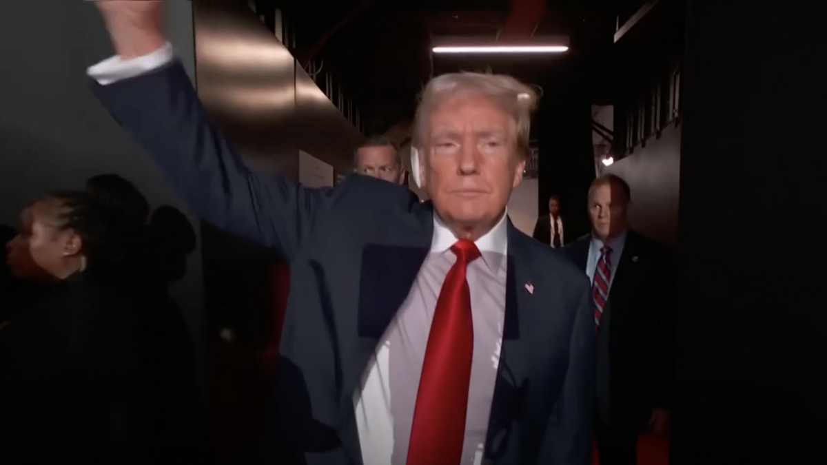 GOP presidential nominee Donald Trump arrives at the RNC convention in Milwaukee.