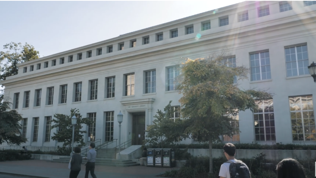 Students walking on the University of California, Berkeley campus.