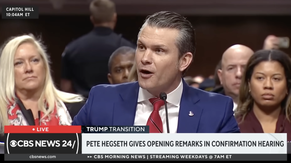 Pete Hegseth at his confirmation hearing