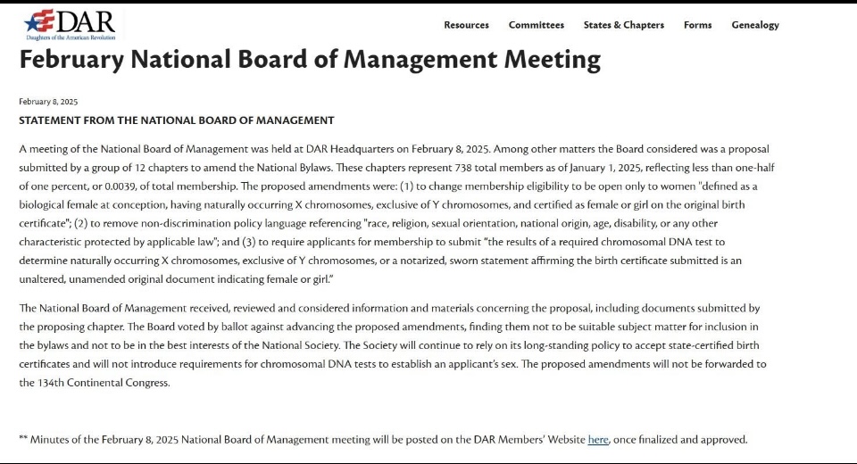 Statement from the national board of management