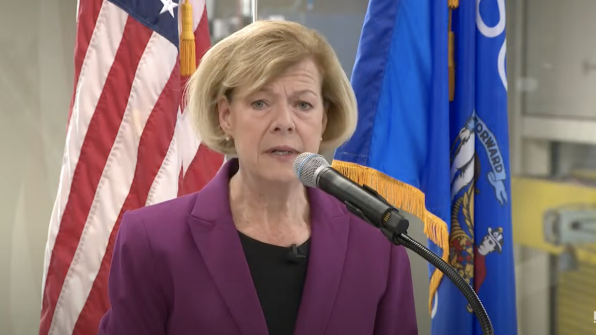 Sen. Tammy Baldwin (D-Wis.) speaks to supporters on Election Night.