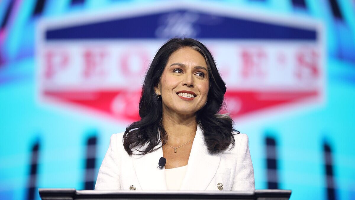 Tulsi Gabbard speaking at an event.