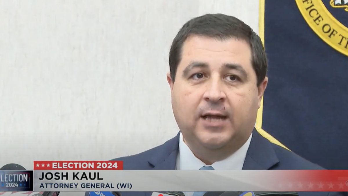 Wisconsin Attorney General Josh Kaul at a press conference.