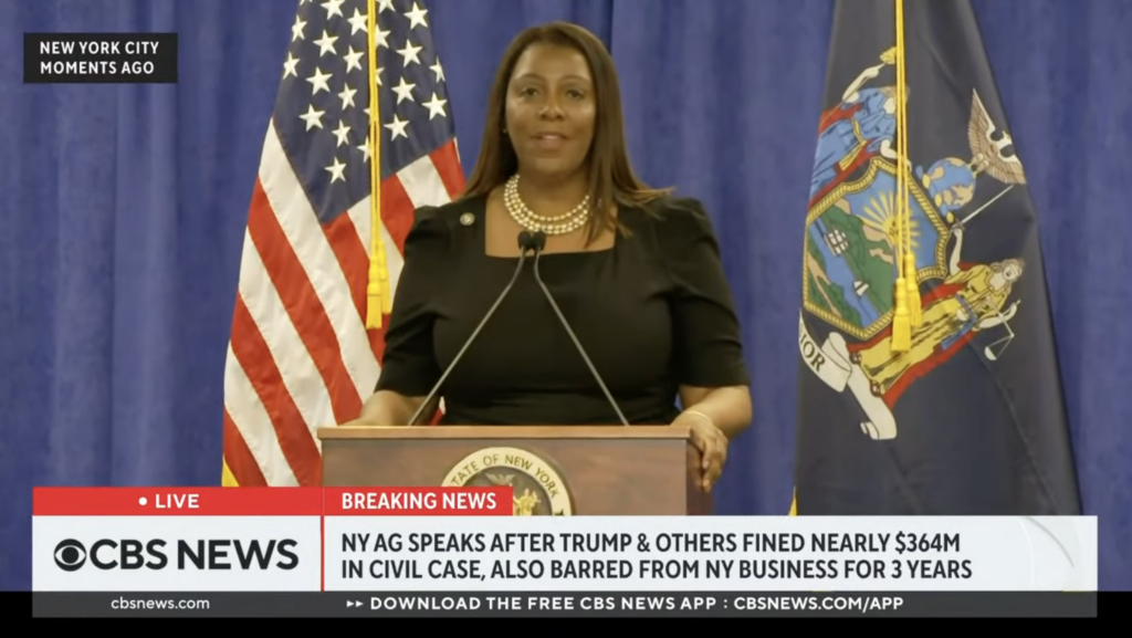 Letitia James Accused Of Exactly What She Prosecuted Trump For