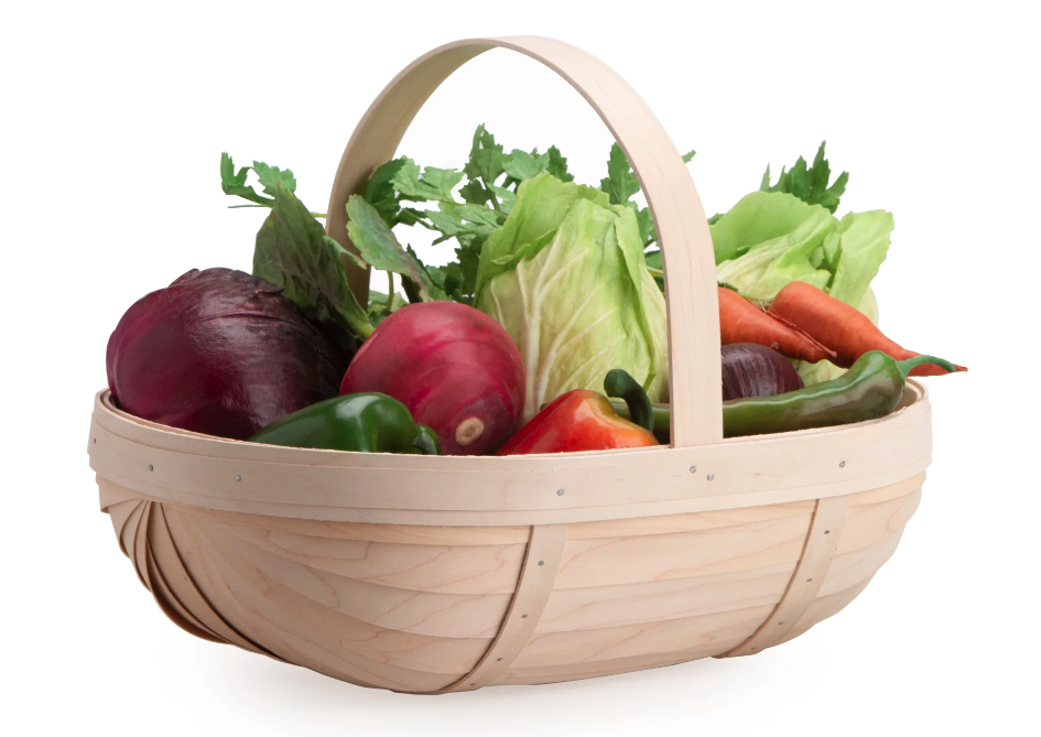 basket with fruit and veggies