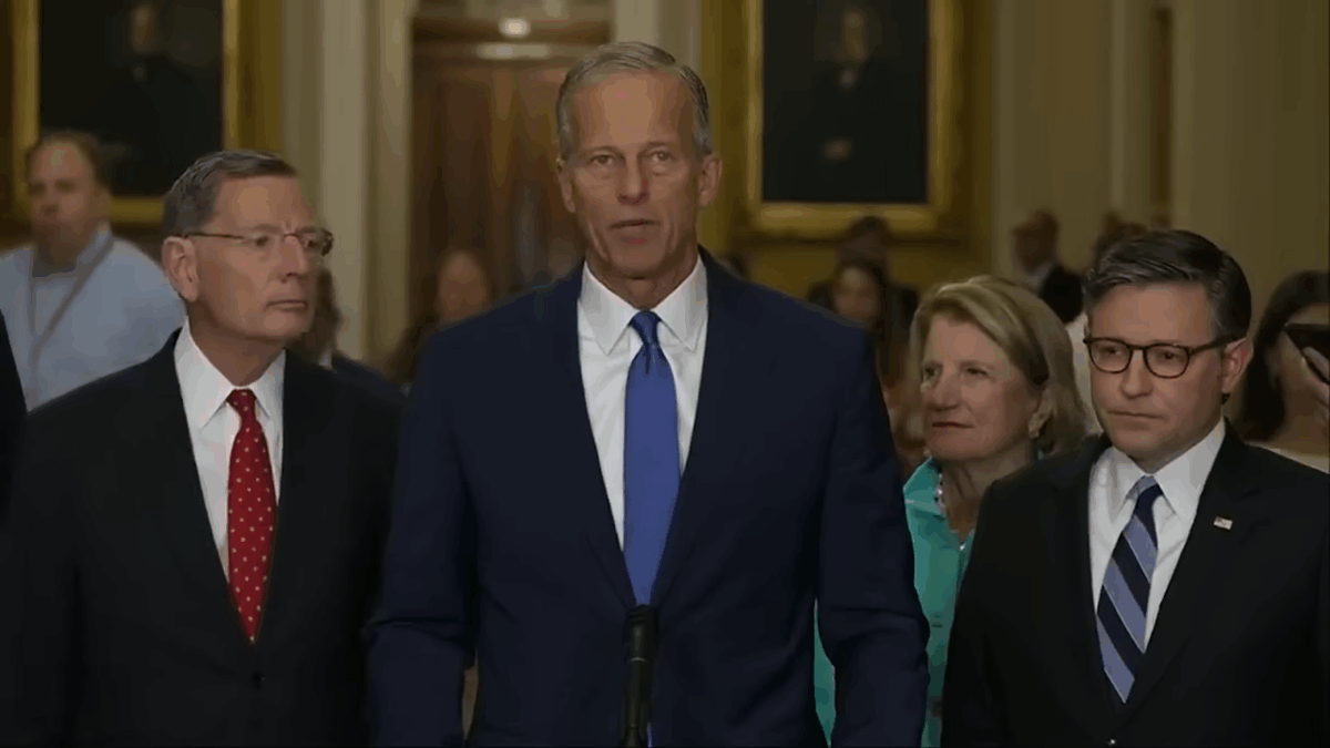 Thune and Johnson at a presser.