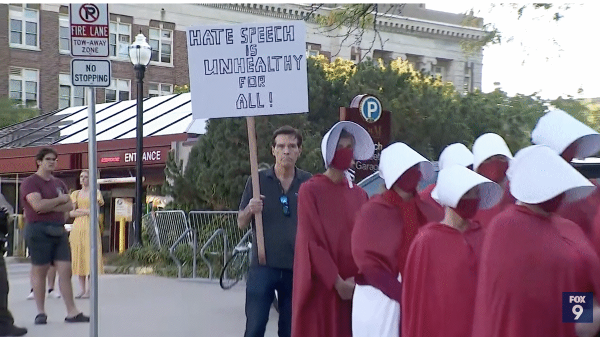Liberals protest against Turning Point USA in Minneapolis.