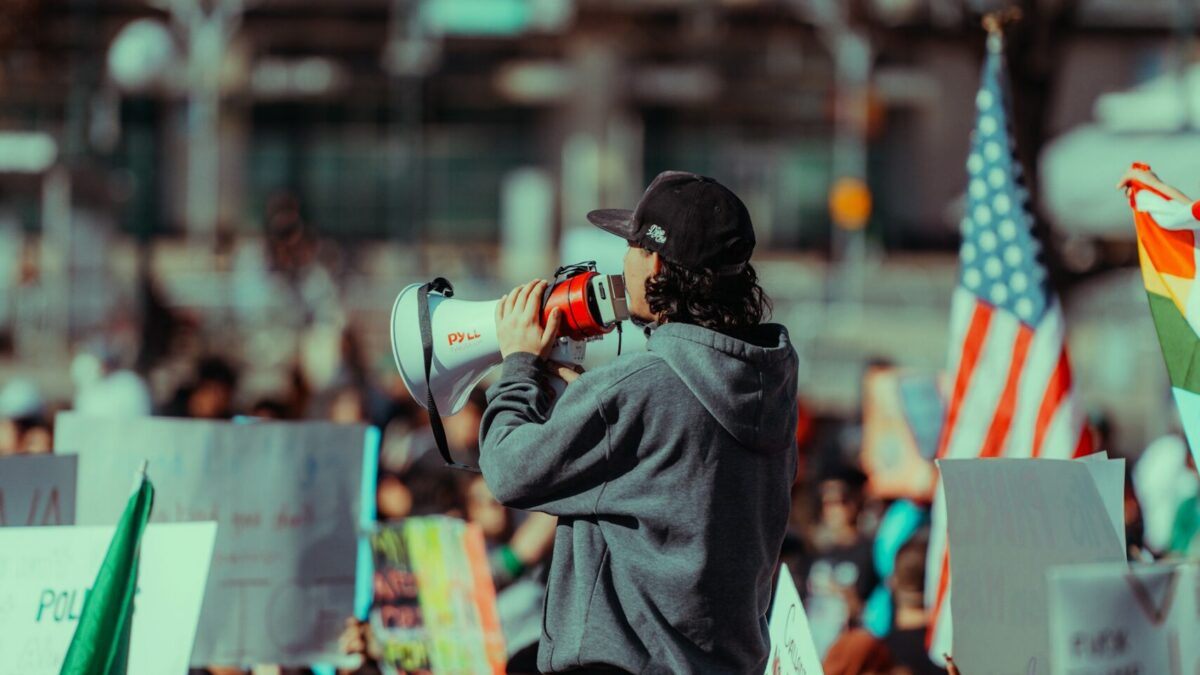Protestors in a street