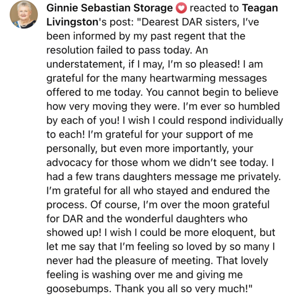 Daughters Of The American Revolution Leader Threatens Members For Speaking Out In Favor Of Women