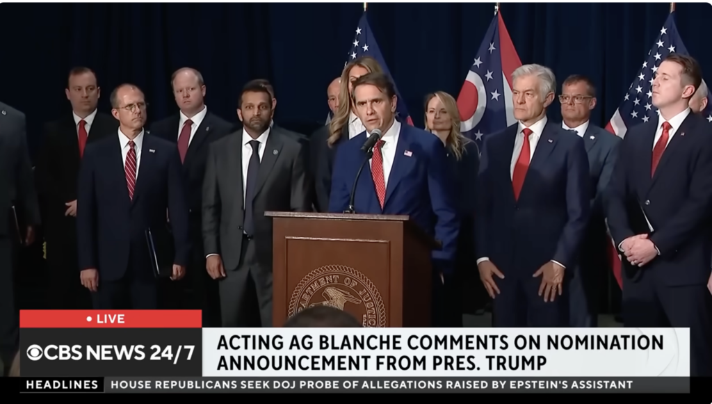 Exclusive: 77 Former DOJ Officials Urge Senate To Confirm Todd Blanche As Attorney General