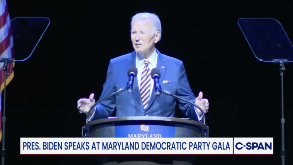 Former President Joe Biden speaks at a Maryland Democratic Party event.