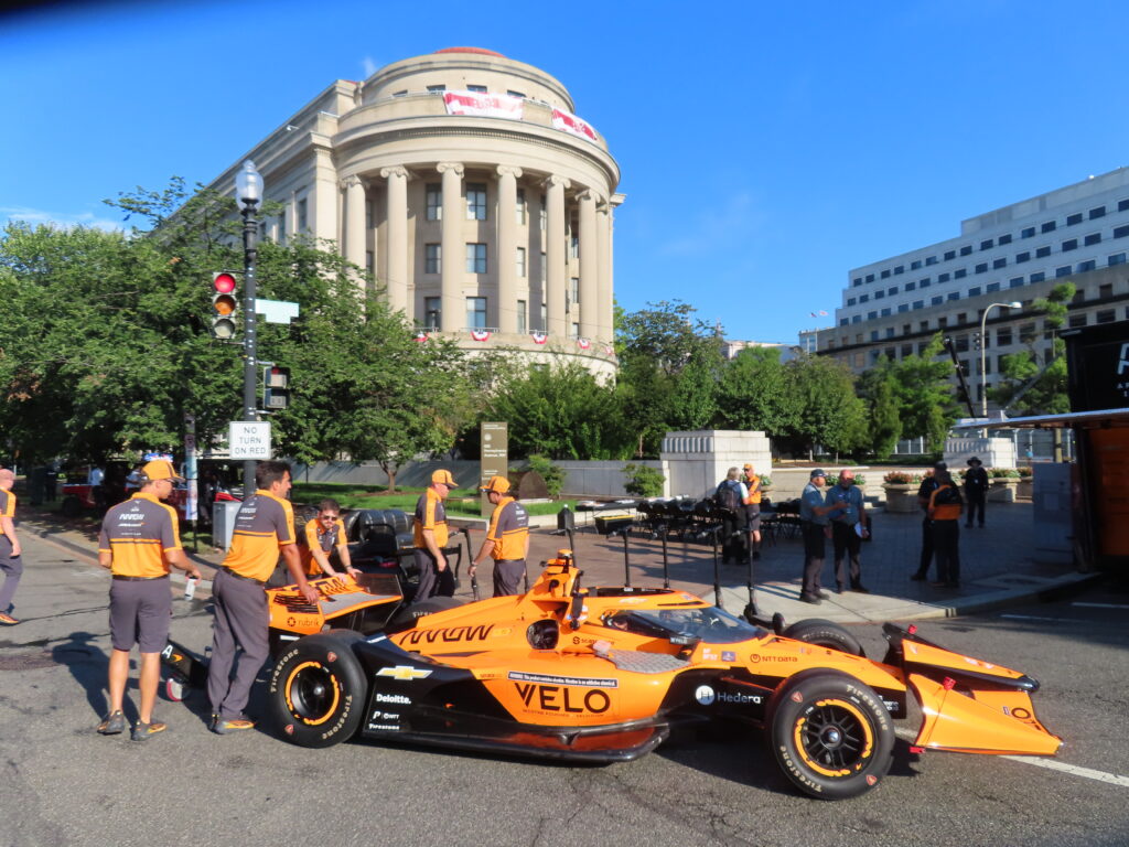 race car in front of capitol building