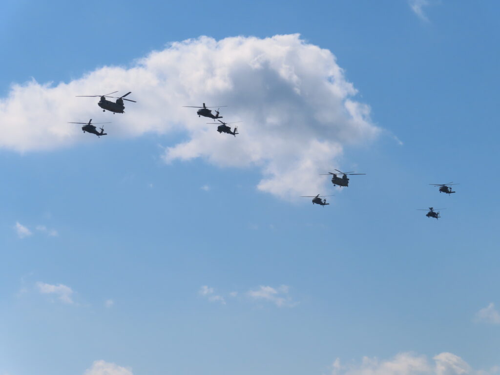 helicopters in sky