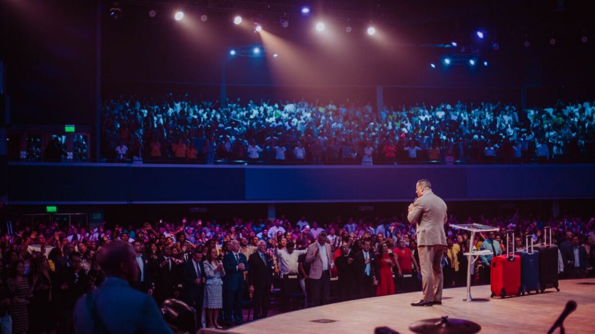 pastor preaching at megachurch